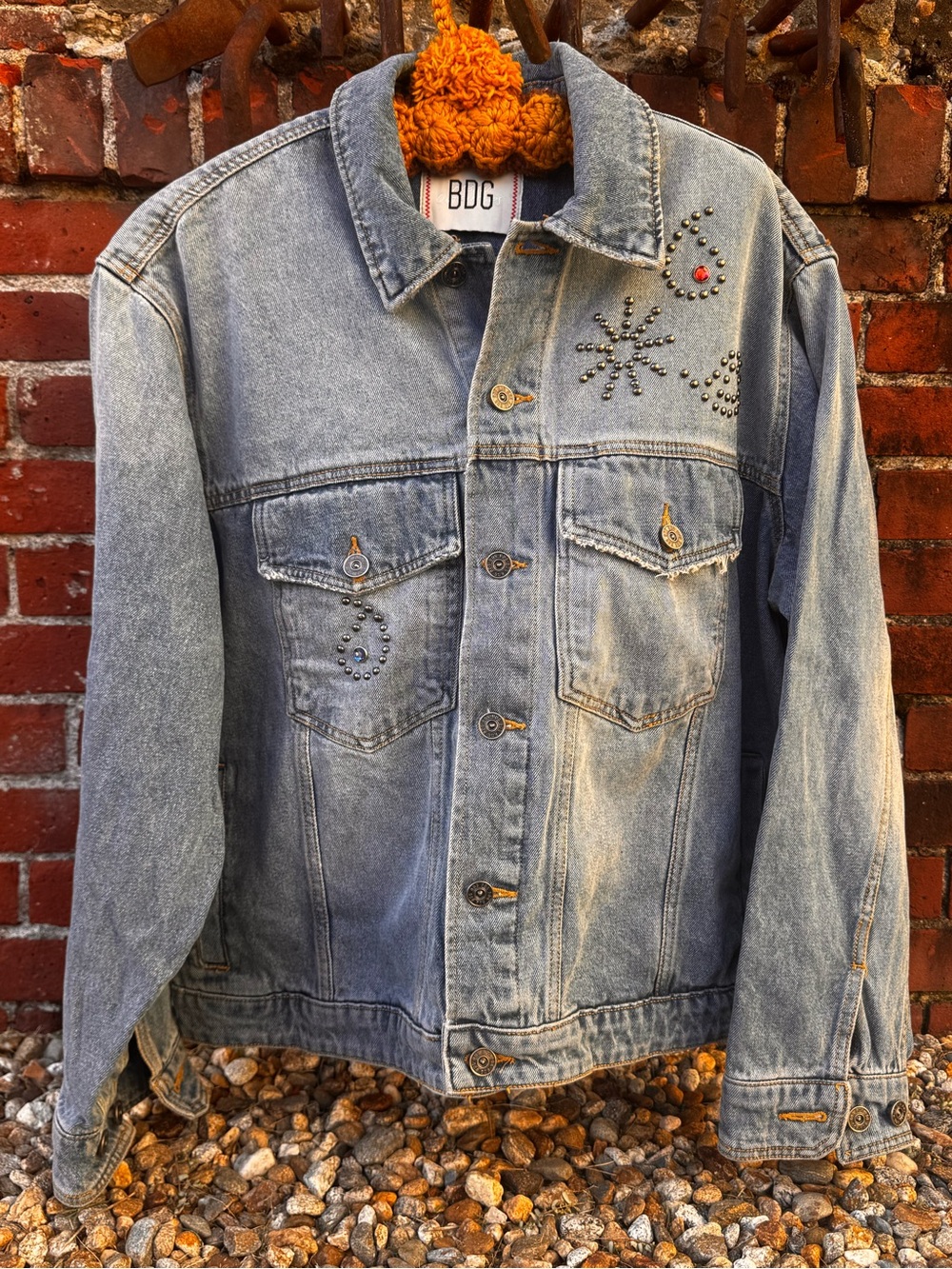 BDG Light Blue Studded Denim Trucker Jacket